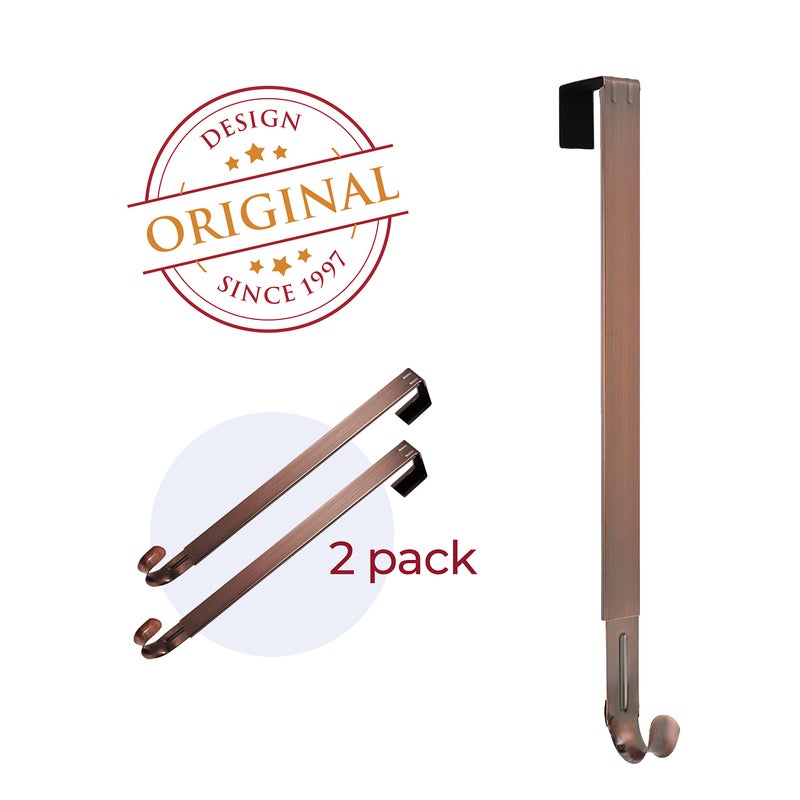 Haute Decor Adjustable Length Over The Door Wreath Hook and Hangers - 2 Pack- Oil Rubbed Bronze - Strong Holds up to 20 lbs. - Set of 2 Identical Wreath Hangers Included - Image 3